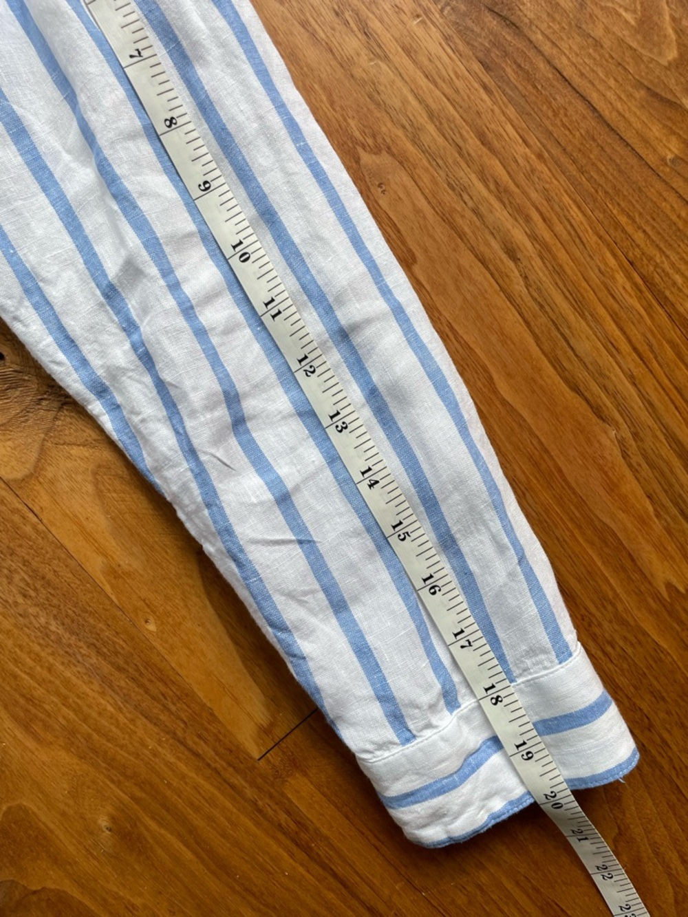 J. Jill Love Linen White & Blue Striped 100% Linen Button-Down Shirt size MP - Picture 10 of 11